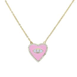 Chains Simple Dainty Yellow Pink Blue Enamel Love Heart Pendant Necklace Clavicle Chain Charm For Women Girl Gift