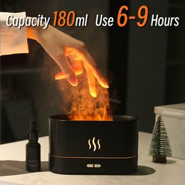 Other Electronics 180 ML Aroma Diffuser Perfume Air Humidifier With LED Lighting Flame Lamp Essential Oil Aromatherapy Machine Cool Mist Fogger 230826