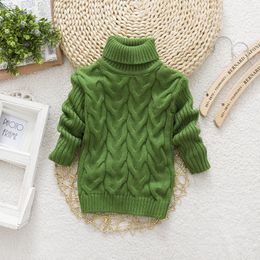 Pullover Autumn And Winter Unisex Casual Pullover Turtleneck And O-Neck 2-13 Years Boys And Girls Knitted Sweater Kids Clothes 230826