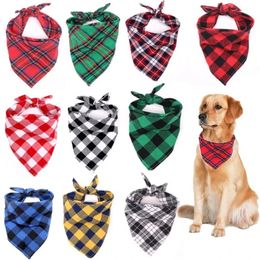 Hundkläder Bandana Christmas Plaid Single Layer Scarf Triangle Kerchief Pet Accessories Bibbs For Small Medium Lare Dogs Xmas Gifts AU17