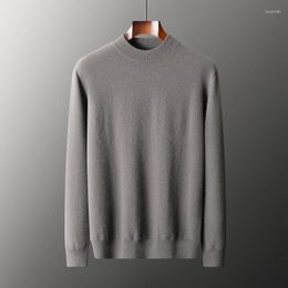Men's Sweaters Autumn And Winter Semi-High-Necked Cashmere Sweater Thickened Long-Sleeved Pullover Business Casual Warm Knit Top.