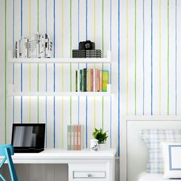 Wallpapers Modern Simple Blue Mediterranean Stripes Wallpaper Princess Children Boy Ins Nordic Bedroom Backdrop Wall Non-Woven Paper