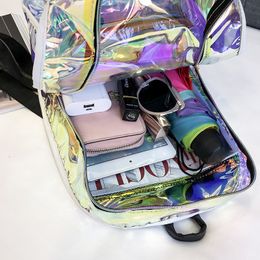 School Bags Summer PVC Transparent Backpack For Student Women's Clear Laser Color Holographic Female Backpacks B027 230826