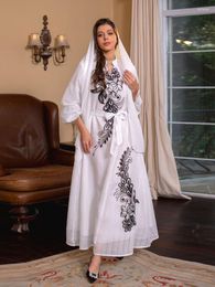 Ethnic Clothing Eid Muslim Women Abaya Morocco Party Dress Elegant Lace-up Prayer Abayas Long Sleeve Robe Ramadan Musulman Maxi Vestidos