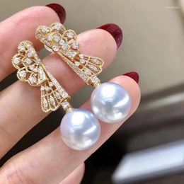 Dangle Earrings Gorgeous 10-11mm South Sea White Pearl Ring Earring 925s