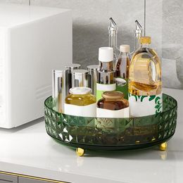 Storage Boxes 360 Rotating Rotatable Desktop Organiser Large Capacity Home Rack Diamond Pattern Spice Turntable Cabinet