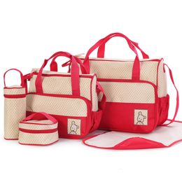 Diaper Bags 5 Pcs set Bag Suits Multifunctional Baby Changing Nappy Maternity Mummy Handbag Large Capacity Organisers 230826