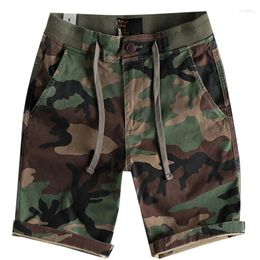 Men's Shorts Camouflage Casual Drawstring Waist Loose Thread Splice Waistband Washed For Male
