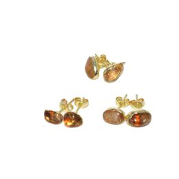 Stud Earrings Natural Crystal Quartz For Women Yellow Citrines 1pc Small Energy Stone Irregular Charms 2023