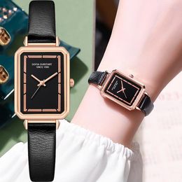 Wristwatches Brand Women Watch Fashion Rectangular Quartz Watches Leather Belt Wristwatch Reloj De Mujer Drop