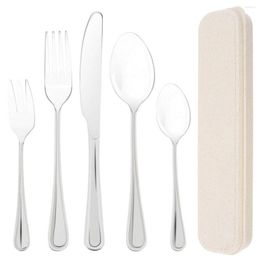 Flatware Sets Portable Stainless Steel Set With Tableware Box Shiny Mirror Polished