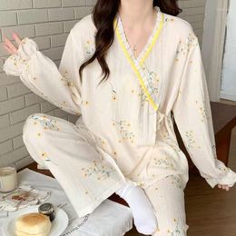 Women's Sleepwear Spring Fresh Style Elegant Women Pyjama Sets Girls Pyjamas Kimono Loungewear Pijama Mujer Home Nightwear