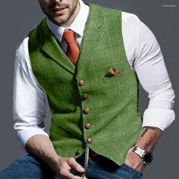 Men's Vests Single-breasted Men Vest Jacket Stylish Business Waistcoat Slim-fit V-neck Lapel For Groomsmen