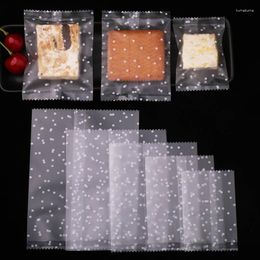 Gift Wrap 100Pcs Dot Frosted Candy Bags Semitransparent Machine Sealing Plastic Bag For Biscuit Chocolate Packaging DIY Baking Supplies
