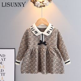 Pullover Autumn Winter Girl Sweater Dress Princess Kids Baby Sweater Children Cloth Pullover Sweet Knitted Dressrs Bow Jumper 1-5y 230826