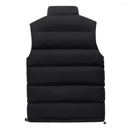 Men's Vests Men Puffer Vest Water-resistant With Stand Collar Zipper Placket For Outdoor Activities In Autumn Winter Solid