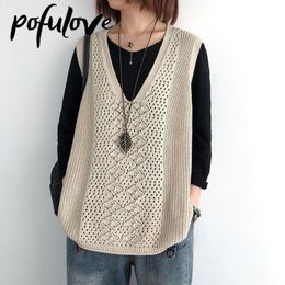 Women's Sweaters Sweater Vest Women Y2k Tops Vintage Sweater Y2k Aesthetic Knitted Vest Sleeveless Vests Simple Harajuku Gothic Outerwear 230827