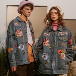 Men's Jackets Winter Vintage Jean Men Autumn Fashion Embroidery Washed Casual Oversized Hip Hop Couples Streetwear Denim Coats Unisex 230826