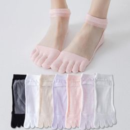 Women Socks Summer Ultra Thin Breathable Mesh Short Five Finger 5 Toes Split Toe Silk Lady Female Ankle