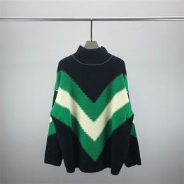 2023 Autumn/Winter New Men's Round Neck Sweater Designer Color Block Design Embroidery Log Jacquard Pattern Unisex 2L5