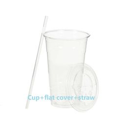 Disposable Dinnerware 16 Oz Clear Plastic to Go Cups with Lids and Straws For Ice Coffee Bubble Tea Smoothie Cold Beverage 230826