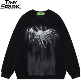 Men's Hoodies Sweatshirts Men Streetwear Sweatshirt Oversized Monster Graphic Hip Hop Pullover Sweatshirt Cotton Harajuku Sweater Y2K Black Purple 230827