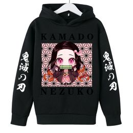 Hoodies Sweatshirts Demon Slayer Hoodie Kids 4-14 Years Clothes Suitable Baby Girl Long Sleeve Hoodie Anime Yaiba Manga Pullover Sweater 230826