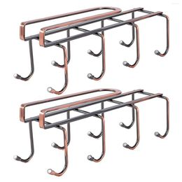 Kitchen Storage 2pcs Multifunctional 8 Hooks Non Slip Coffee Cup Under Cabinet Display Holder Wrought Iron Hanging Bar Mug Rack Drying