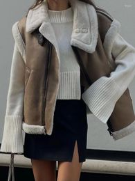 Women's Fur Autumn Winter Women Vintage Loose Lapel Warm Integrated Sleeveless Fleece Stitching Coat Vest Jacket Streetwear Tops