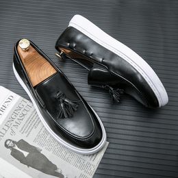 Dress Shoes Autumn Tassel Loafers Elegant Men's Thick Sole Genuine Leather Casual Conference Work Free Delivery 230826