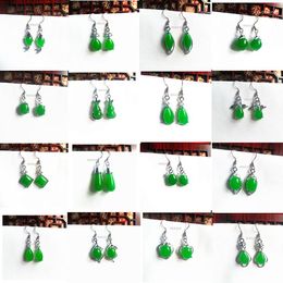 Dangle Earrings Green Jade Jewelry Accessories Luxury Natural 925 Silver Energy Women Gift Gifts Gemstones Stone Talismans Charms