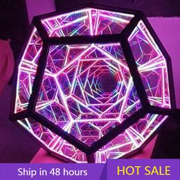 Decorative Objects Figurines Fantasy Geometry Space LED Art Lamp Infinity Dodecaedron Colour Art Light USB Charging Christmas Gifts Decorations Night Light 230826