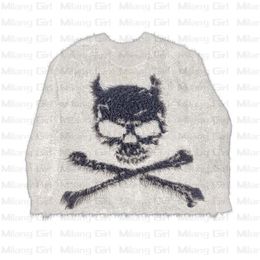 Men's Sweaters Harajuku vintage Demon Skull knitted sweater Y2K men winter oversized men's rock hip hop rap pullover women jumper ugly sweater 230815