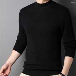 Men's Sweaters Stretchy Men Sweater Ribbed Hem Stylish Half-high Collar For Fall Winter Soft Warm Anti-pilling Knits