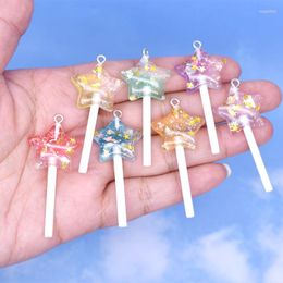 Charms 21 52mm Colorful Crystal Pentagram Lollipop Resin Accessories Pendants Handmade Jewelry DIY Earring Necklace Keychain