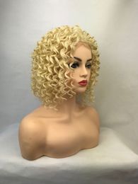 Short blonde Curly Lace Front Wigs for Women Wavy Wigs Synthetic Hair Wigs for Daily Party Cosplay