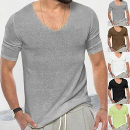 Men's Sweaters Summer Knitted Shirt Men V-neck Short Sleeve Slim Fit Top Muscle Mens Sweater