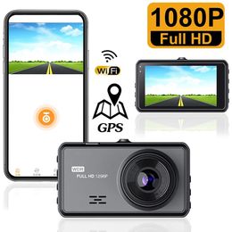 Dash Cam Lente Dupla 1080P Full HD Gravador de Vídeo para Condução GPS WiFi Câmera para Carro DVR Veículo Visão Noturna Monitor de Estacionamento Caixa Preta