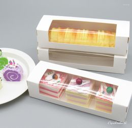 Gift Wrap 10pcs Macaron PVC Boxes With Clear Window Paper Packaging Box Cookie Containers For Home Dessert Shop Kraft