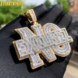 Pendant Necklaces Iced Out Bling Letters No Excuse Pendant Necklace Gold Plated 5A Zircon Rectangle CZ Charm Men's Women Hip Hop Jewelry 230826