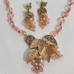 Choker Timeless Wonder Crystal Zirconia Geo Leaf Tassel Necklace For Women Designer Jewellery Goth Runway Rare Punk Sweet Gift Set 4042