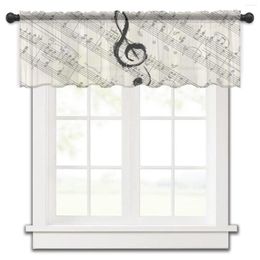 Curtain Music Note Sheet Kitchen Small Window Tulle Sheer Short Bedroom Living Room Home Decor Voile Drapes