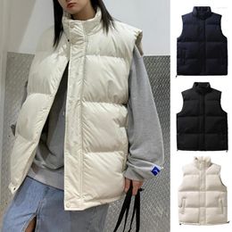 Men's Vests Women Winter Vest Coat Stylish Unisex Waistcoat Padded Windproof Stand Collar Neck Protection Zip Up With For