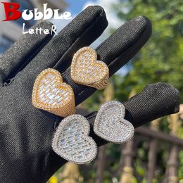 Band Rings Bubble Letter Baguette Heart Ring for Women Iced Out Charms for Fingers Prong Setting Micro Pave Real Copper Hip Hop Jewelry 230826