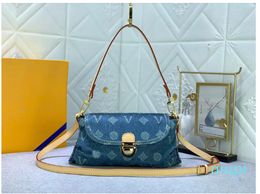 Designer Bag Luxury Handbag Women Clutch Bag Retro Purse Denim Fabric Real Leather Handbags Old Flower Printed Lady Daily Bag Crossbody Bags