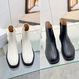 the row shoes Black leather ankle Chelsea Boots falt Fashion Booties Designer shoes for girl womem