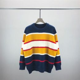 2023 Autumn/Winter New Men's Round Neck Sweater Designer Color Block Design Embroidery Log Jacquard Pattern Unisex 2L1