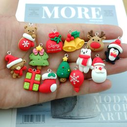 Charms 20Pcs Christmas Sets Charms Bracelets Earrings Jewelry Making Pendants Balloon Bag Tree Resin Flat Back Cabochon 230826