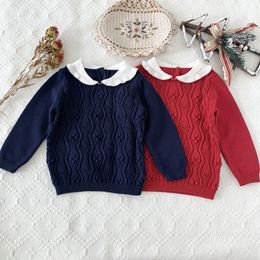 Pullover Christmas Knitted Pullover Autumn Winter Children's Sweater Cotton Baby Boy Girl Knitted Sweater Warm Red Baby Christmas Clothes 230826