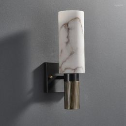 Wall Lamps Garden Traditional Marble Light Copper Lamp Bedroom Stair Jade Landscape E27 LED Indoor Fixtures For Home